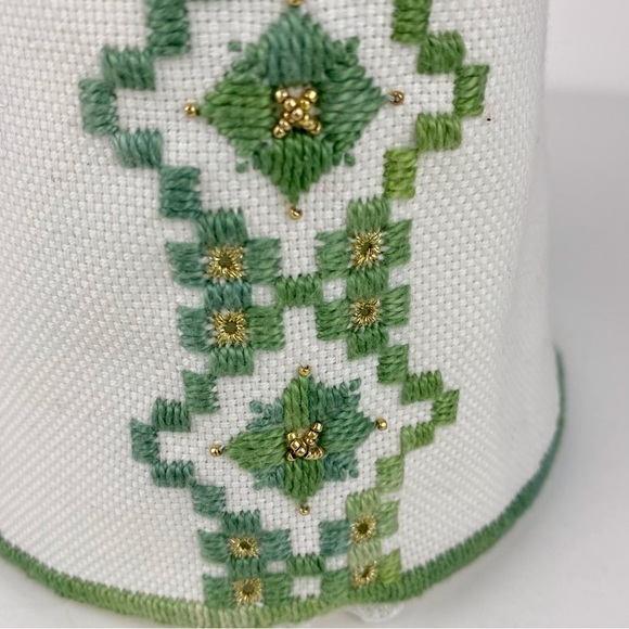 Vintage handmade angel decorative doll with hand embroidered gown, holiday decor - Picture 6 of 9